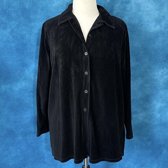 Pacer Black Corduroy Button-Up Jacket, 2X - Picture 1 of 3